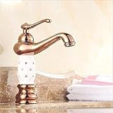 Oudan Küchenmischbatterien Roségold Massivem Messing Waschbecken Wasserhahn mit Auslauf Drehen von heißem und kaltem Wasser Kitchen Sink Beckenmischer (Farbe : -, Größe : -)