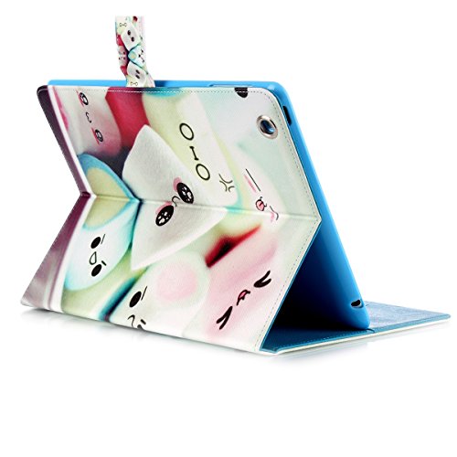 iPad Air 2 Lederhülle – Felfy Slim Full Body Cute Cartoon Sweet Candy Funny Eyes Muster PU Case Cover Etui Schutz Hülle Tasche für iPad Air 2 iPad 6 + 1x Koala Anti Stöpsel + 1x Silber Stylus - 4