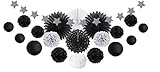Hängende Party-Accessoires SUNBEAUTY Schwarz Party Dekoration Kit Lampion Pompoms Sterngirlande (Schwarz)