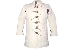 Get Dressed for Battle – Gambeson avec niches en cuir – Couleur : noir – Taille M – XXL – Armure médiévale