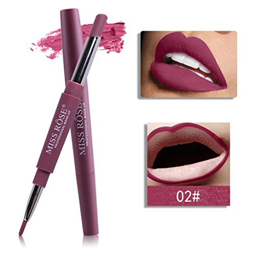labios gruesos lápiz labial mate de maquillaje permanente Sannysis lápiz labial brillo barras de labios mate larga duracion cosméticos labial impermeable y Delineador de labios (B)