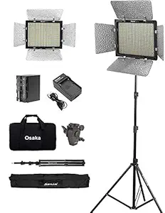 Osaka Bi-Color Dimmable LED Video Light OS 528 Slim for DSLR Video Cameras YouTube Video Shooting with 1Pc Combo kit: Battery 8000mAH; Fast Charger; Light Stand; Umbrella Adapter; LED Bag; Stand Bag