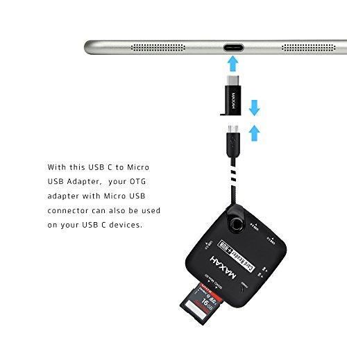 Type C Adapter MAXAH USB C auf Micro USB Konverter Adapter Aluminium-Legierung Gehäuse,mit Schlüsselring,OTG kompatibel,2er Set,für USB Type C Geräte z.B. MacBook, OnePlus 2, Nexus 5X, Nexus 6P, ChromeBook Pixel, Nokia N1,Huawei P9,Huawei Nexus 6P,LG Nexus 5X,Meizu Pro 5,Microsoft Lumia 950/XL,ZUK Z1,Google Pixel C (Schwarz) - 4