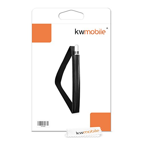 kwmobile Pencil Halterung für 12-13″ Tablets in Schwarz – Kunstleder Stift Halter mit Gummiband - 5