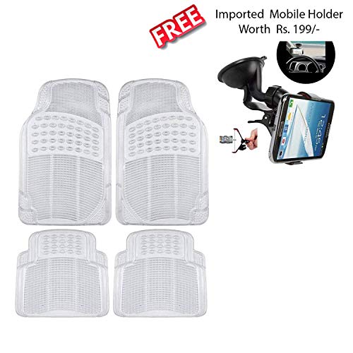 (Semaphore) Front/Rear 4-Piece Full Set Ridged Heavy Duty Rubber Floor Mat for Chevrolet Aveo (Transparent)