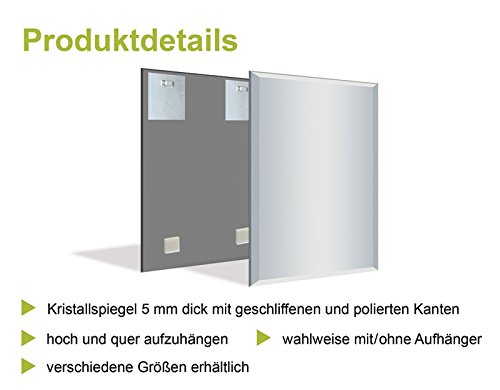 Artland Hochwertiger Wandspiegel 5mm Stärke mit Steil Facette in verschiedenen Größen mit oder ohne Aufhängvorrichtung erhältlich - 2