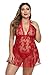 Plus Size Lingerie Red Open Back Floral Lace for Women | Red...