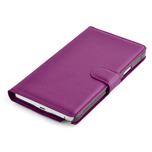 Cadorabo – Book Style Hülle für Samsung Galaxy NOTE 4 – Case Cover Schutzhülle Etui Tasche mit Standfunktion und Kartenfach in MANGAN-VIOLETT - 6