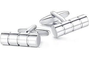 HONEY BEAR Boutons de Manchette pour Hommes - Cylindre pour Mariage d'affaires Cadeau,Argent