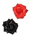 1 Pair of Large Fabric Carmen Roses Flamenco Dancer Hair Clip Slide in Crimson Red and Black