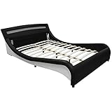 zweigeteilter Lattenrost ArtLife Polsterbett Malaga 180 x 200 cm mit LED Kopfteil - schwarz