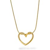 JYARSH 18K Gold Plated Heart Pendant Chain Necklace for Women & Girls | Anti Tarnish Stainless Steel Chain | Minimal Love Loc