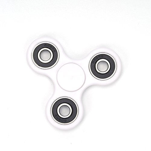 Tri Fidget Hand Spinner Cermic Steel Bar for ADHD ADD Anti Stress Relief Desk Gadget Finger Toy VOSO (White)