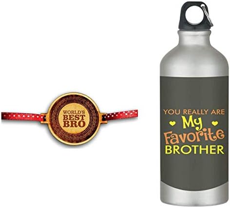 TheYaYaCafeYaya Cafe� Birthday Rakhi Gifts for Brother Favorite Brother Stainless Sipper Water Bottle 600ml