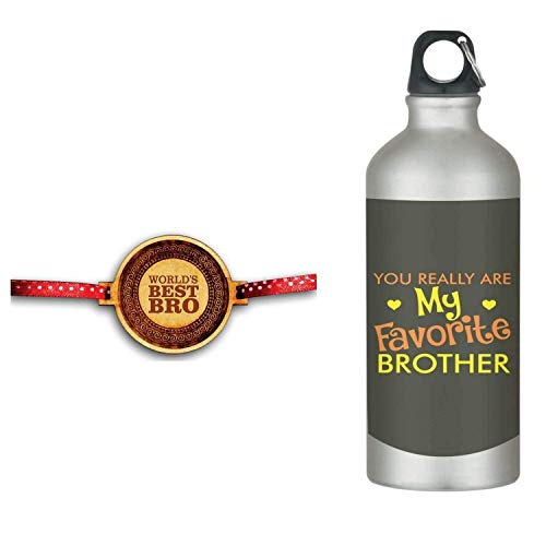 TheYaYaCafeYaya Cafe� Birthday Rakhi Gifts for Brother Favorite Brother Stainless Sipper Water Bottle 600ml