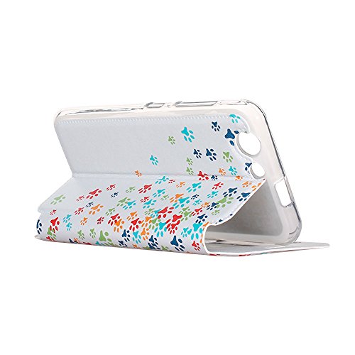 BeCool   - Funda carcasa tipo Libro con funci  n soporte sin solapa para ZTE Blade A512  Protege y se adapta a la perfecci  n a tu Smartphone con ventana S-View con la que podr  s ver todas tus notificaciones  Huellas coloridas de Perro