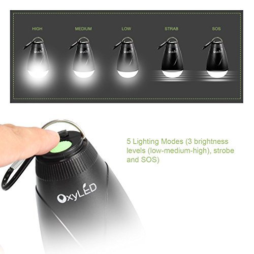 OxyLED LED Campinglaterne, tragbare LED Laterne Zelt Licht Gl¨¹hlampe, mit Fernbedienung, USB wieder aufladbar, f¨¹r Campen Wandern Fischen als Notlicht, Wei?es Licht - 2