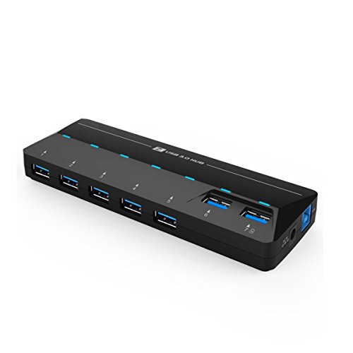 USB 3.0 Hub, ONCHOICE 6 Ports USB 3.0 + 1 QC Ladeport 1.5A Quick Charge LED-Anzeigen mit 5V/4A Netzteiladapter für MacBook,Windows Laptop, iPhone, iPad, Samsung und andere USB 3.0 kompatibel Geräten - 9