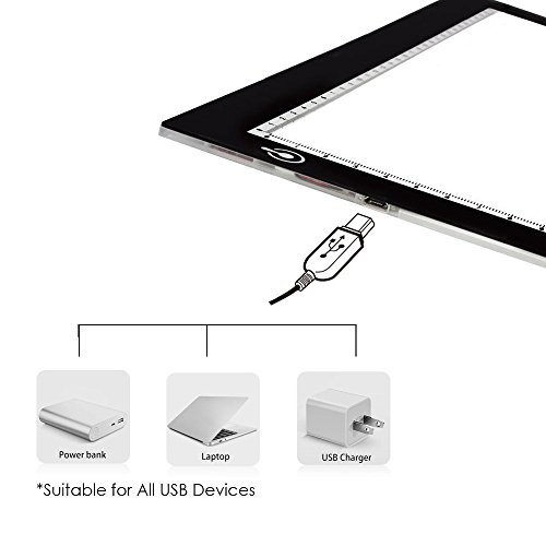 Huion 17.7 „Extra Thin Licht PAD 5mm LED-Zeichnung kopieren Tracing Schablone Verpflegung Tabelle Tatoo Pad Translucent Leuchtkasten mit Multifunktionshalter, Zeichenbrett Clip, Pauspapier (L4S Holder) - 3