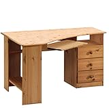 schreibtisch kiefer weiß optimale Raumausnutzung Steens Kent Schreibtisch/ Eckschreibtisch, 3 Schubladen, Tastaturauszug, 133 x 72 x 95 cm (B/H/T), Kiefer massiv, gelaugt geölt