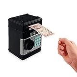 hucha caja fuerte amazon BILLETES DE RODILLO AUTOMÁTICOS: ¡adecuados para monedas y billetes! Coloque su dinero de papel en la ranura del rollo, entonces automáticamente pasará el dinero a la caja. También hay una ranura para monedas en la parte superior de la caja que se proporciona para guardar todo tipo de monedas.