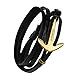 Poseidon Anchor Cow Leather Bracelet full-grain cow leather Original Design (Gold)