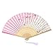 Produktbild REALIKE Damen Handfächer Chinesischer Blumen Stoff Fächer Bambusgriff Wandfächer Hochzeit Party Tanzen Fasching Weiß Blüten Dekoration Geschenk Tanzabend Kostüm Maske Karnevals