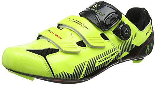 VeloChampion Scarpe (Paio) da Ciclismo VCX con Suola in Fibra di Carbonio Fluoro Yellow/Black 44