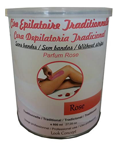 Look Concept  Bote de cera de depilar tradicional rosa para depilación sin bandas (800 ml)