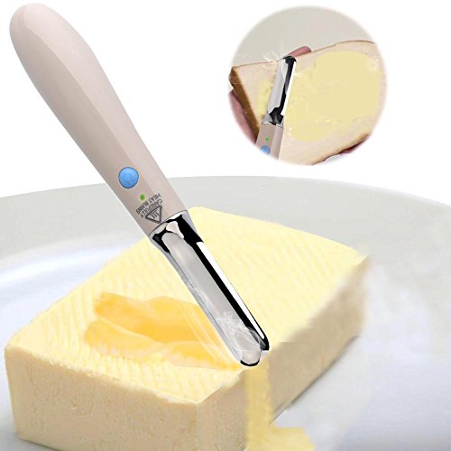 Elektronisch Käsemesser, MagicLux Tech Automatische Heizung Buttermesser Spachtel für Schmelzen/Schneiden/Ausbreitung Butter Käse Honig Marmelade Eiscreme, Edelstahl Küchenmesser für Frühstück Abendessen (Grau)