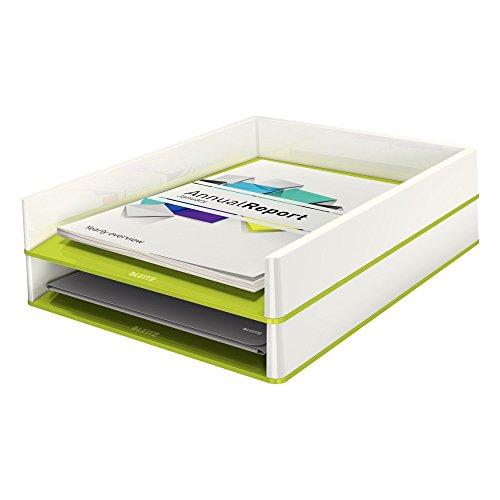 Leitz Bandeja de sobremesa WOW con combinaci n dual de color A4 Blanco Verde metalizado 53611064 Leitz Bandeja de sobremesa WOW con combinaci n dual de color A4 Blanco Verde metalizado 53611064