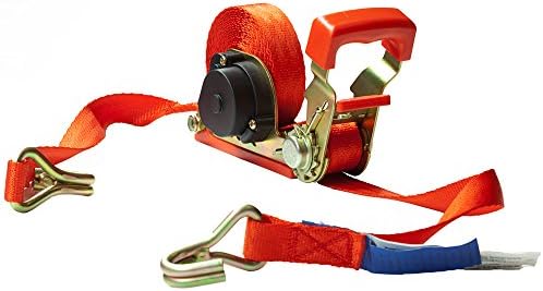 Viwanda 25mm x 4.5M Retractable Tie Down with red polyester webbing with EZ RELEAZE