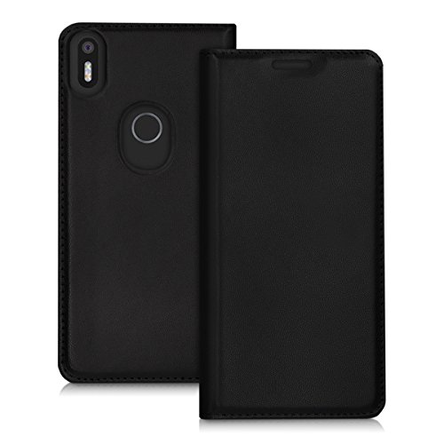 kwmobile Funda para bq Aquaris X5 Plus - Carcasa para m  vil de  Cuero sint  tico  - Case  Plegable  en  Negro 