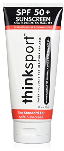 ThinkSport Sunscreen 50 SPF 177ml (6oz) - Safer Zinc Oxide Mineral Formulation - Ideal for all Sport and Outdoor Pursuits - Non-Toxic Ingredients