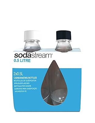 Sodastream 3000047 Lot de 2 Bouteilles pour Machine à Soda Pet Blanc/Noir 0,5 L