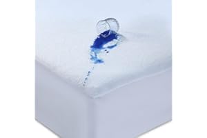 CAROLINE SHATUIK HOUSE OF FABRICS Caroline Shatuik single waterproof Mattress Protector Single Bed, Fitted Sheet Style Terry Towel Extra Deep 40cm Stretch Skirt Non - Noisy Mattress Cover Single Bed(90 x 190 +40)