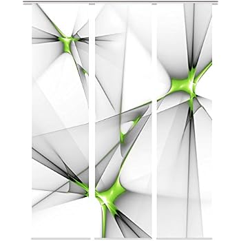 Home Fashion Flächenvorhang-Set KINGFIELD 3er (245x60 Cm) – Apfelgrün, Blickdicht & Halbtransparent, Inkl. Schiene & Wagen