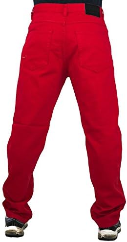 Georgia Peviani Mens Red Jeans, Peviani g Urban Denim Comfort Trousers, Straight Star Wash Pants
