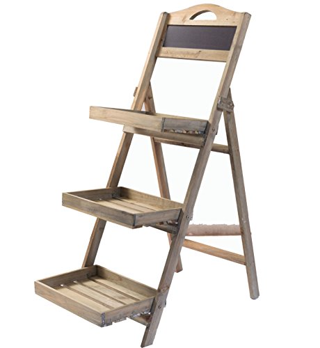 Blumentreppen Blumentreppe Kreidetafel Regal Holzregal Leiterregal Schubladenregal Pflanzentreppe Gartenregal (YL15A055) - 2
