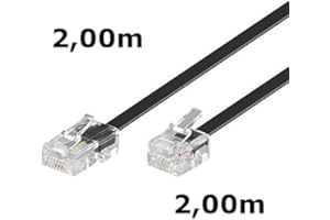 DITM® Cordon Téléphone ou ADSL RJ11 male vers RJ 45 male (2,00m, Noir)