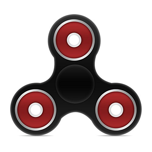 iXium Tri Fidget Spinner Hand Finger Stress Toy Pocket Desk Focus Center Bearings - Black / Red