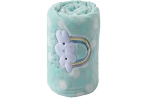 CREVENT Miękki kocyk dla noworodka unisex, polarowy pluszowy kocyk do wózka, przytulny i ciepły, świetny prezent dla niemowląt, małych dzieci, chłopców i dziewczynek (75cmX100cm Green Rainbow)