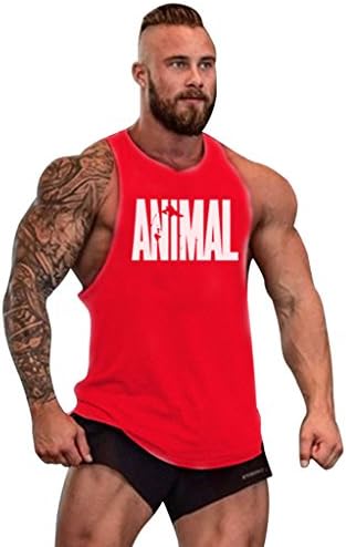 Gillbro Mens GYM Muscle Workout T-Shirt Bodybuilding Tank Top Animal Pattern,C,L