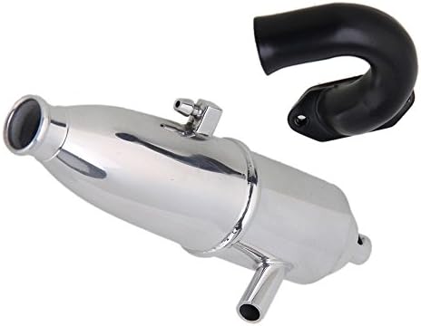 Yiguo Silver L130mm Aluminum Alloy W10003 Exhaust Pipe Tubing &amp; Header Manifold Parts for RC 1:10 Car