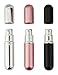 Perfume Atomiser Bottles, Refillable Travel Size, Set Of 3 Stylish Colours Black, Pink and Silver Anti Spill Funnel Included