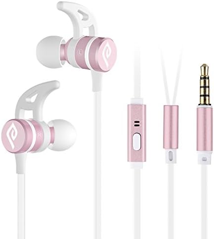 Wired Earphones, Parasom R2 Sports Magnetic Stereo Earbuds 3.5mm Jack Noise-Isolation In-Ear Earphones with Mic,Volume Control and Track Control for IOS/Android (Rose/gold)