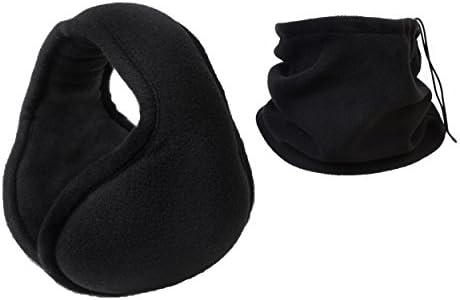 Sobike Foldable Ear Wamers Polar Fleece Behind Head Earmuffs Adjustable Fit Winter Black + Bonus Warmer Neck Gaiter