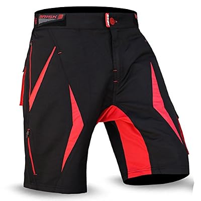 Brisk Bike Shorts de MTB Brisk, Coolamax rembourré, doublure intérieure amovible, Free Style Taille adulte (Black / Red 2001, XL)