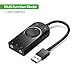 Produktbild QAIYXM USB Soundkarte, USB externer Stereo Sound Adapter Splitter Konverter, 3.5Mm Mikrofon Audio Adapter Soundkarte für Laptop PS4 Kopfhörer USB Soundkarte