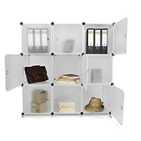VENKON – Stufenregal Steckschrank Stoffschrank Frei Gestaltbares DYI Regalsystem: 9-Modulfächer mit Türen, satiniert-transparentes Steckregal - 2